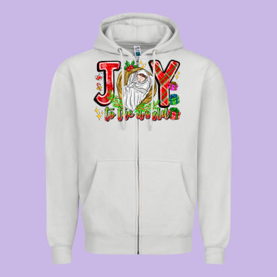 Joy To The World Zipper Hoodie Designed By Cowhidedigitalart