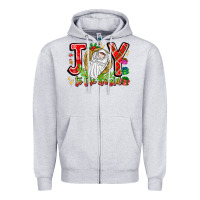 Heather Grey joy to the world Zipper Hoodie - CowhideDigitalArt