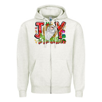 Oatmeal Heather joy to the world Zipper Hoodie - CowhideDigitalArt