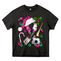 Asphalt Pink Christmas Breast Cancer Ribbon Soccer Heavy Core Tee - BundleAndBundleShop