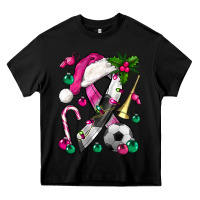 Black Pink Christmas Breast Cancer Ribbon Soccer Heavy Core Tee - BundleAndBundleShop