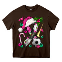 Pink Christmas Breast Cancer Ribbon Soccer Heavy Core Tee | Teevron