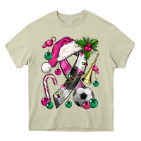 Mossy Pink Christmas Breast Cancer Ribbon Soccer Heavy Core Tee - BundleAndBundleShop
