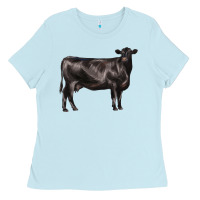 Baby Blue black angus cow Ladies Tee - LillyAllenDesigns