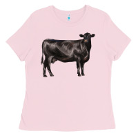 Bubblegum Pink black angus cow Ladies Tee - LillyAllenDesigns