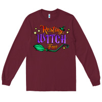 Burgundy resting witch face Long Sleeve Tee - Jasminsmagicworld