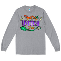 Heather Grey resting witch face Long Sleeve Tee - Jasminsmagicworld