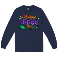 Navy resting witch face Long Sleeve Tee - Jasminsmagicworld