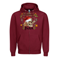 Burgundy jingle bell rock black Zipper Hoodie - CowhideDigitalArt