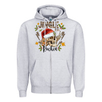 Heather Grey jingle bell rock black Zipper Hoodie - CowhideDigitalArt