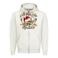 Oatmeal Heather jingle bell rock black Zipper Hoodie - CowhideDigitalArt