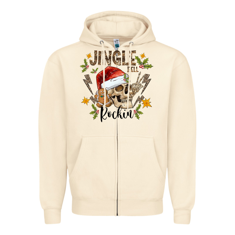 Jingle Bell Rock Black Zipper Hoodie by CowhideDigitalArt | Teevron