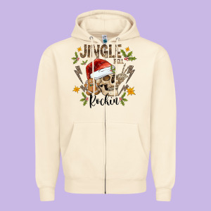 Jingle Bell Rock Black Zipper Hoodie Designed By Cowhidedigitalart