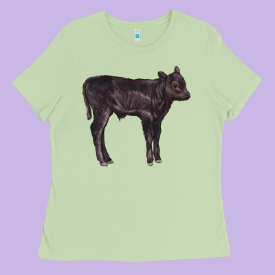 Black Angus Calf Illustrations Ladies Tee Designed By Lillyallendesigns
