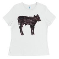 White Black Angus Calf Illustrations Ladies Tee - LillyAllenDesigns