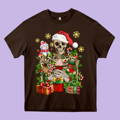 Skeleton Christmas Element Snowman Awda Heavy Core Tee Designed By Bundleandbundleshop