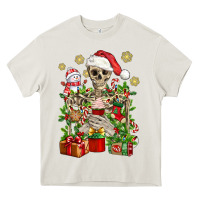 Cream Skeleton Christmas Element Snowman Awda Heavy Core Tee - BundleAndBundleShop