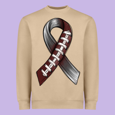 Gray Ribbon American Football Heavyweight Sweatshirt Designed By Bundleandbundleshop