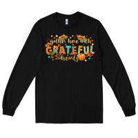 Black gather here with grateful hearts Long Sleeve Tee - CowGirlArtShop