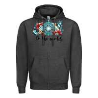 Charcoal Heather Joy to the World Zipper Hoodie - CowhideDigitalArt