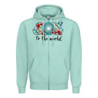 Seafoam Joy to the World Zipper Hoodie - CowhideDigitalArt