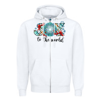 White Joy to the World Zipper Hoodie - CowhideDigitalArt