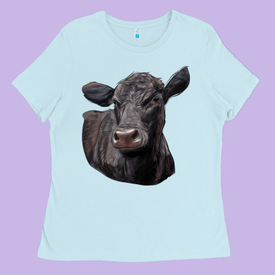 Black Angus Cow Illustrations Ladies Tee Designed By Lillyallendesigns