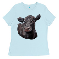 Baby Blue Black Angus Cow Illustrations Ladies Tee - LillyAllenDesigns