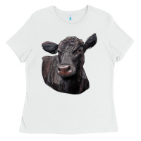 White Black Angus Cow Illustrations Ladies Tee - LillyAllenDesigns