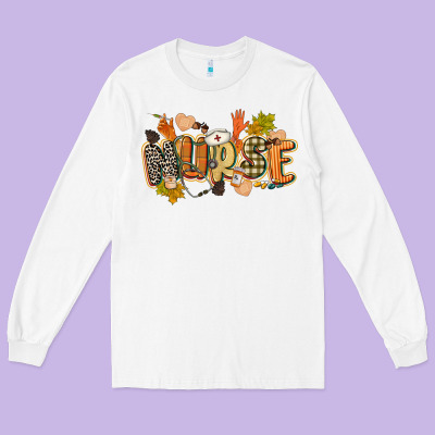 Fall Nurse Long Sleeve Tee Designed By Cowgirlartshop