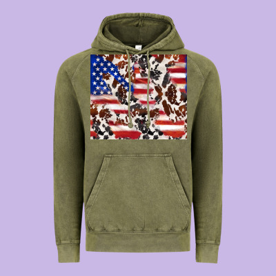 Cowhide Amerikan Flag Vintage Hoodie Designed By Tumblerdesignbyshophia