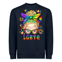 Navy LGBTQ+ Messy Bun With Snacks Heavyweight Sweatshirt - BundleAndBundleShop