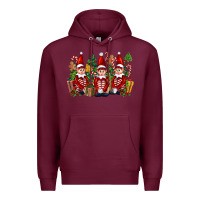 Burgundy Christmas Elfs Premium Hoodie - FaDigitalArtStudio