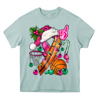 Arona Pink Christmas Breast Cancer Ribbon Basketball Heavy Core Tee - BundleAndBundleShop
