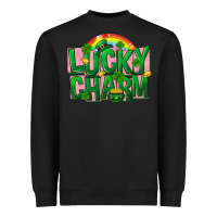 Black St Patricks Lucky Charm Heavyweight Sweatshirt - FaDigitalArtStudio