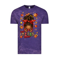 Cloud Purple one merry mama christmas afro messy bun Vintage Tee - texasbilliewilder