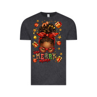 Vintage Black one merry mama christmas afro messy bun Vintage Tee - texasbilliewilder
