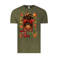 Vintage Olive one merry mama christmas afro messy bun Vintage Tee - texasbilliewilder