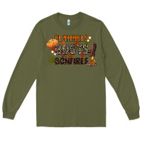 Army Green flannels boots and bonfires Long Sleeve Tee - CowGirlArtShop