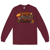 Burgundy flannels boots and bonfires Long Sleeve Tee - CowGirlArtShop