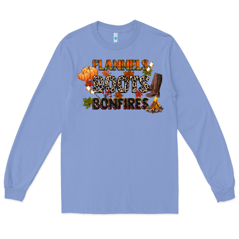 Flannels Boots And Bonfires Long Sleeve Tee by CowGirlArtShop | Teevron