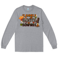 Heather Grey flannels boots and bonfires Long Sleeve Tee - CowGirlArtShop