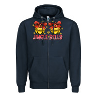 Navy Jingle Bells Zipper Hoodie - CowhideDigitalArt