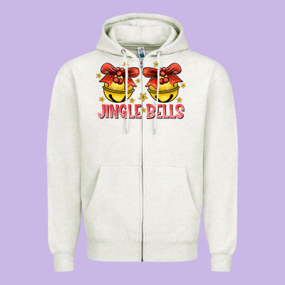 Jingle Bells Zipper Hoodie Designed By Cowhidedigitalart