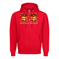 Red Jingle Bells Zipper Hoodie - CowhideDigitalArt