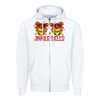 White Jingle Bells Zipper Hoodie - CowhideDigitalArt