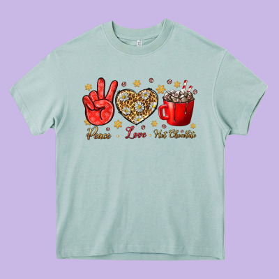 Peace Love Hot Chocolate Heavy Core Tee Designed By Bundleandbundleshop