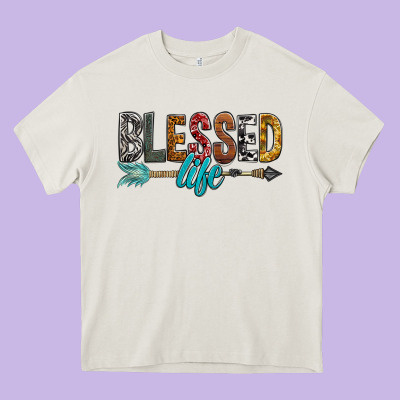 Blessed Life Heavy Core Tee Designed By Bundleandbundleshop