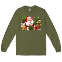 Army Green santa coffee cups christmas Long Sleeve Tee - CowGirlArtShop