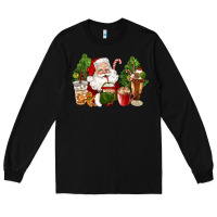 Black santa coffee cups christmas Long Sleeve Tee - CowGirlArtShop